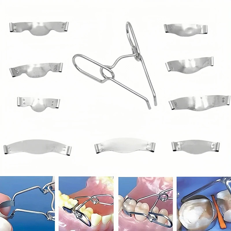 Dental Sectional Contoured Metal Matrices Band with Springclip Dental Supplies Matrix Dentistry Tools for Teeth Replacement