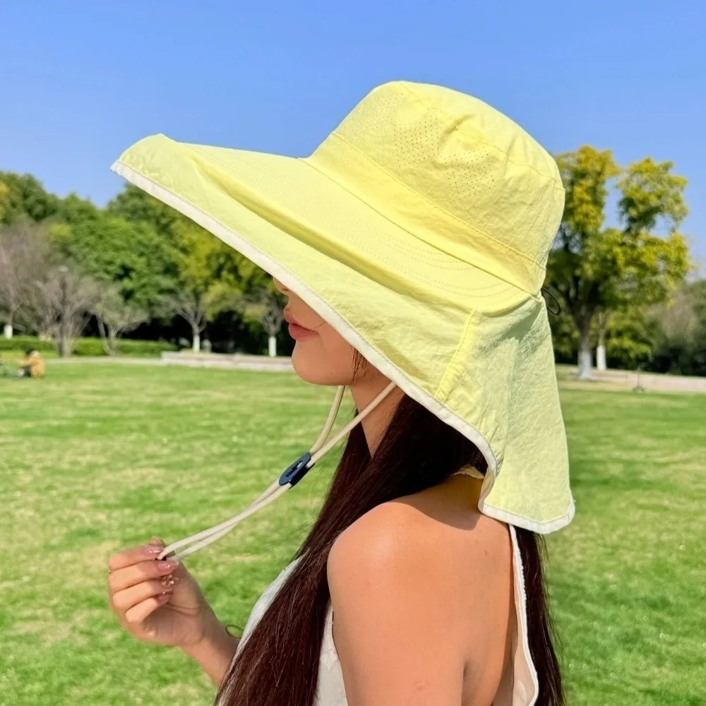 

New Anti-UV Fisherman Hat Adjustable 50+UPF Protection Sun Hat with Neck Protection Shawl Wide Brim Sunscreen Hat Hiking Fishing