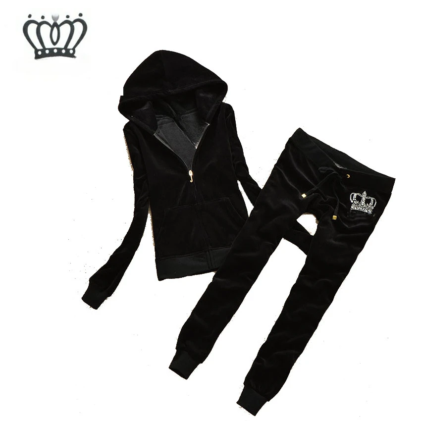 Tracksuit Women Velvet Women's Brand Velour Sewing Suit Women Track Suit Hoodies And Pants Sets JC couture Customized Wholesale
