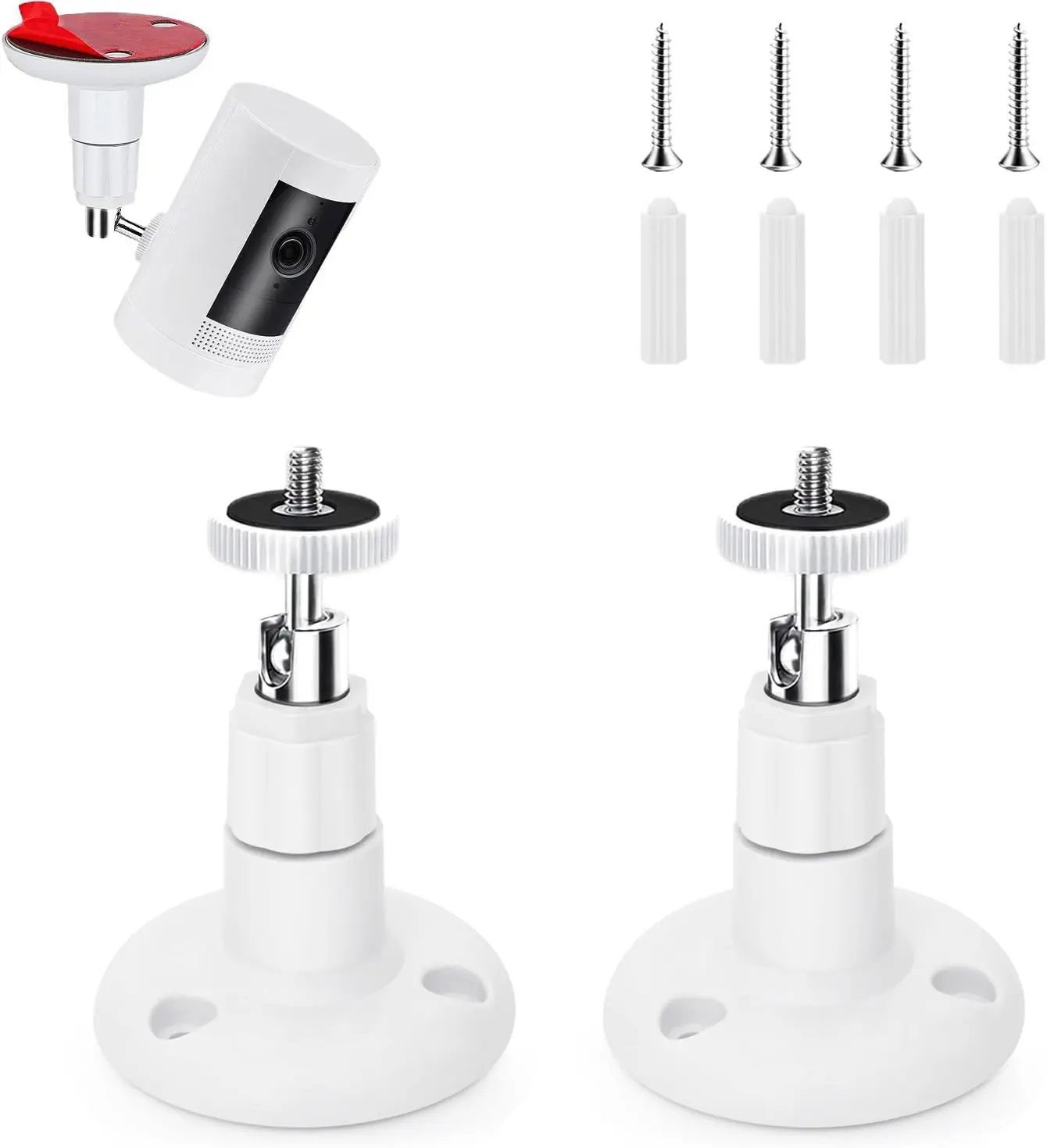 

2 Pack Ring Camera Mount Bracket for Stick Up Cam, Outdoor Cam Plus, Indoor Cam, 360° Adjustable Wall or Ceiling Mount, No Drill