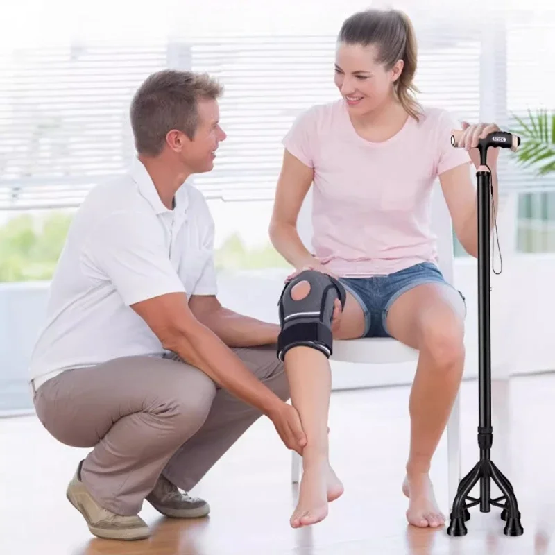 Aluminum Alloy Multifunctional Retractable Cane with Led Light Old Men Crutches Non-slip Walking Sticks Walkers for Elderly