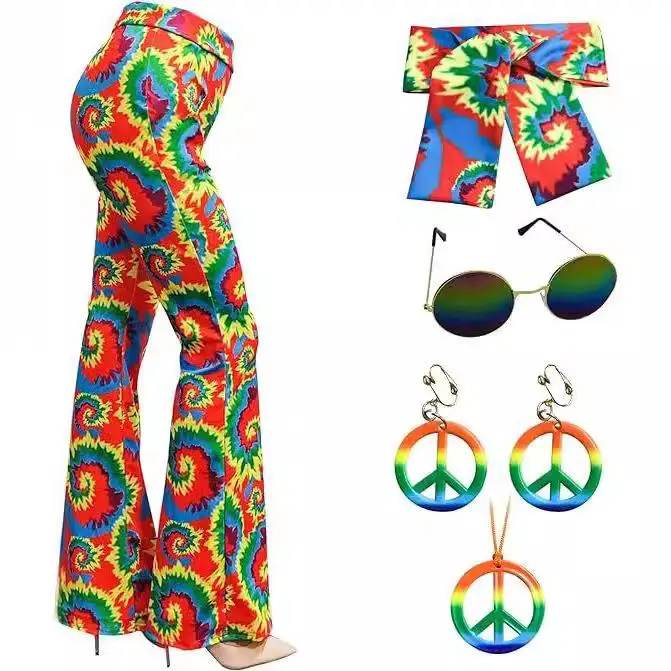 Summer Women's Cross-Border Bell Bottom Pants Striped Digital Printing Casual Base Layer Trousers Independent Day Celebration