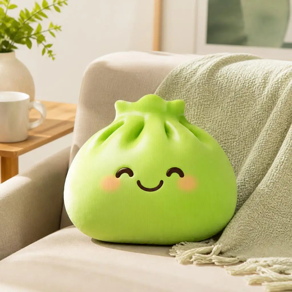 Cute Squishy Dumpling Bag Shaped Stuffed Throw Pillow Kawaii Cushion Decorative Pillow for Sofa Living Room Home Decor
