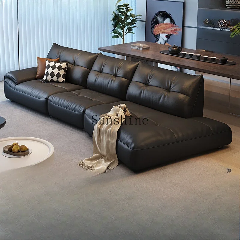 Modern simple first-layer cowhide sofa living room corner special-shaped sofa