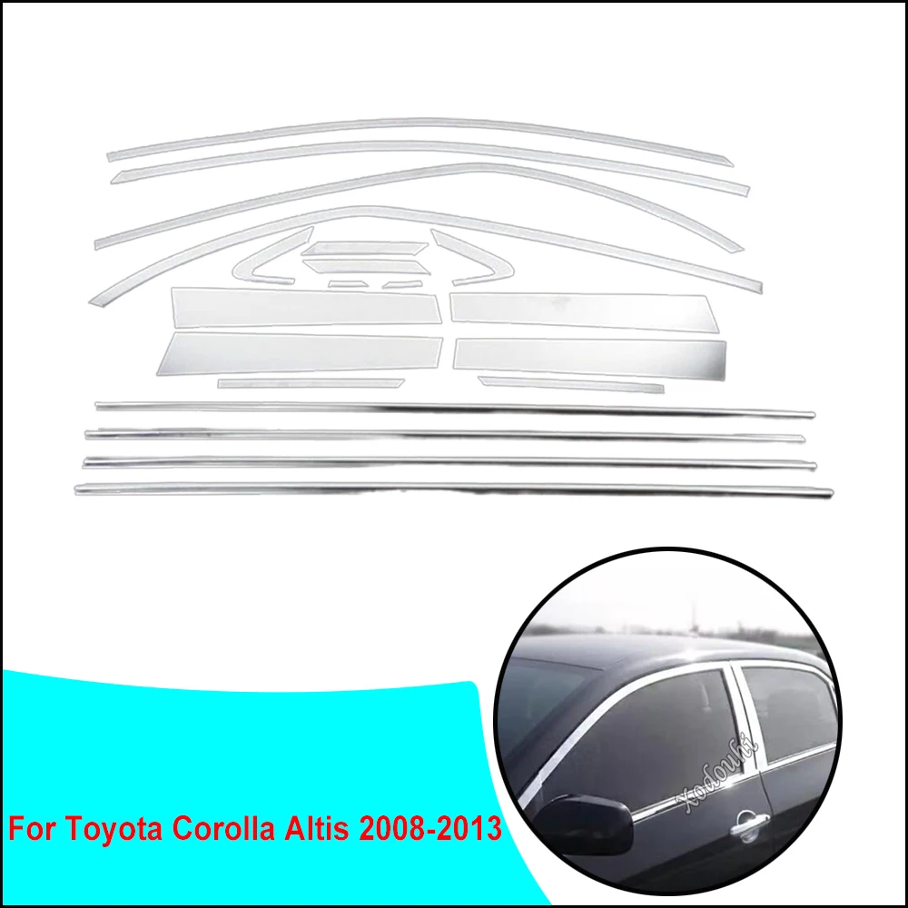 

Car Stainless Steel Glass Window Garnish Pillar Middle Column Strip Trim For Toyota Corolla Altis 2008 2009 2010 2011 2012 2013