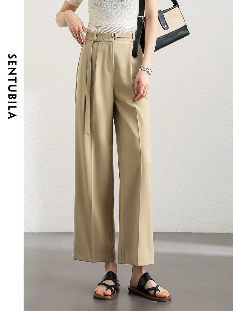 

SENTUBILA Summer Ankle-length Women's Pant 2024 New Casual Loose Thin Womens Trousers Commuter Straight Pants Clothes 142K53677