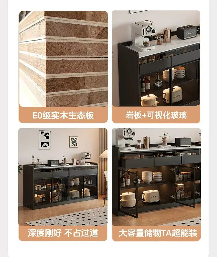 Modern Sideboard Cabinet With Glass Door Buffet Storage Cabinet With Drawers Kitchen Dining Living Room Furniture Coffee Bar