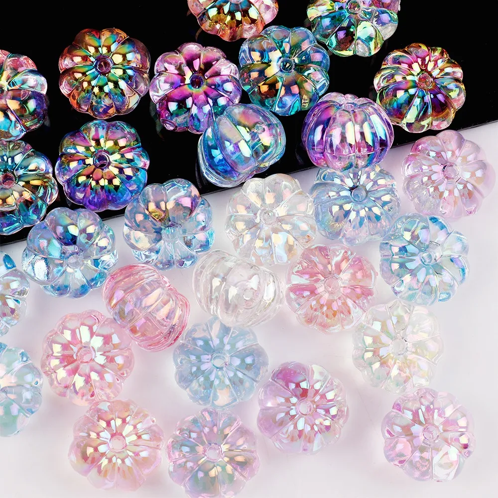 10Pcs DIY Handmade Transparent Beads Fashion 16mm Acrylic Beads Pumpkin Lantern Beads