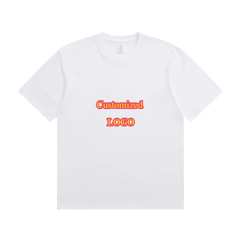 

Customized Logo Printed 100% Cotton T-shirt Men's 230g Solid Color Round Neck Short Sleeve Casual Combed Women's T-shirt