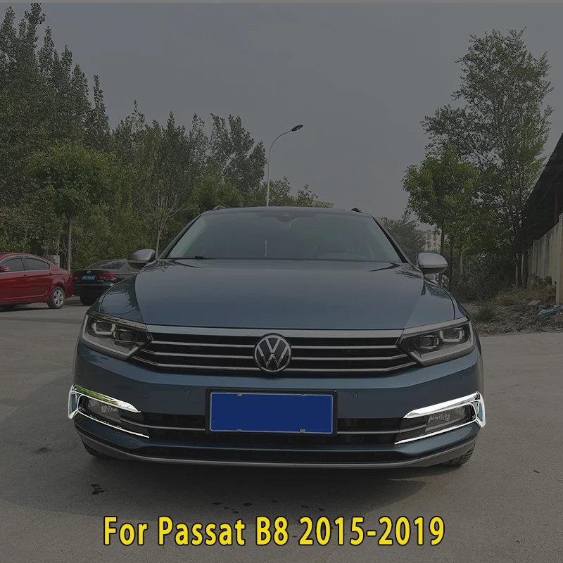 For vw Passat B8 Front Lamp Chrome Decoration 2015 2016 2017 2018 2019 Passat B8 Saden Black Exterior Front Lamp Eyebrow Strip