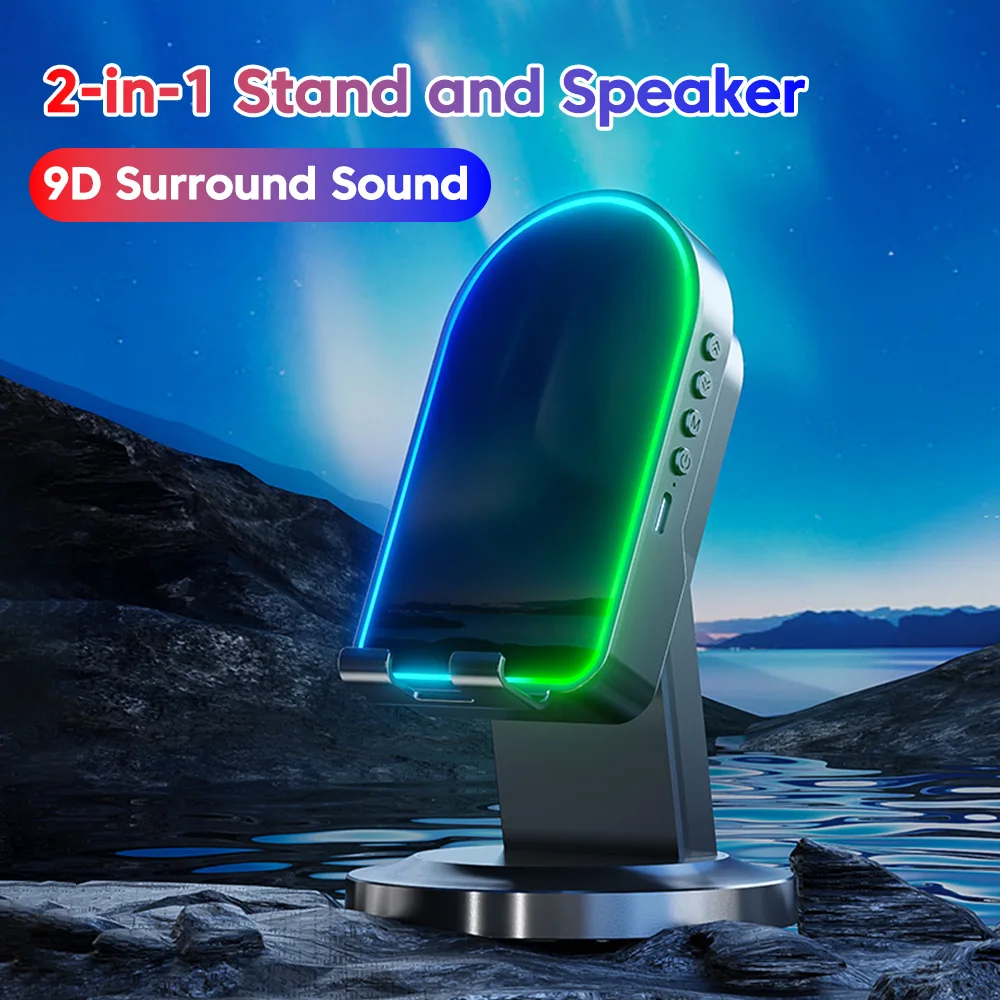 3-in-1 Kabelloser Induktiver Audio-Telefonständer Multifunktionaler Bluetooth-Lautsprecherständer Induktiver Lazy Speaker