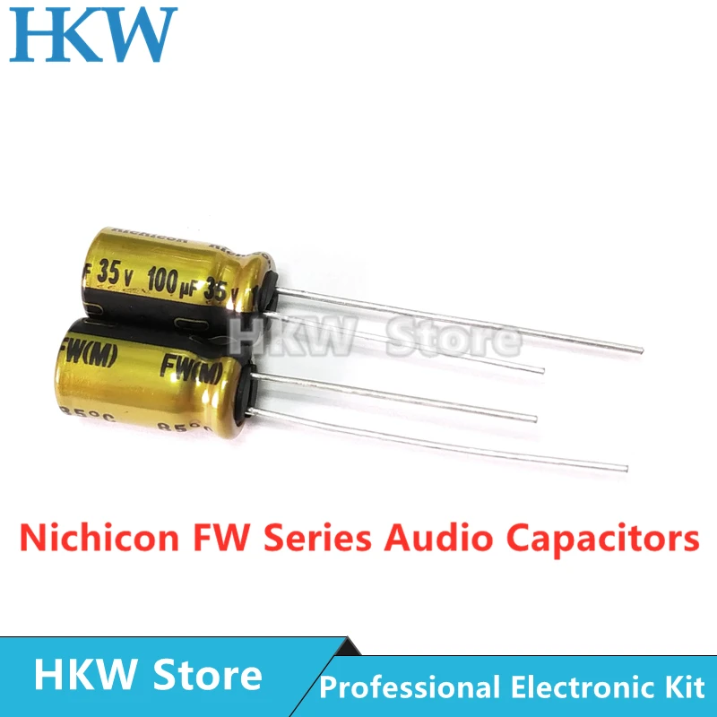 10pcs NICHICON 100UF 35V 6.3X11mm FW Series Electrolytic Capacitors Hi-Fi Audio Capacitor New and Original 35V100UF 6.3*11MM