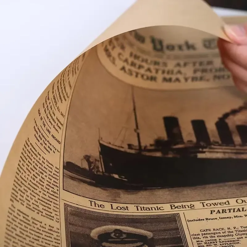 1PC Classic The New York Times History Poster Titanic Shipwreck Old Newspaper Kraft Paper