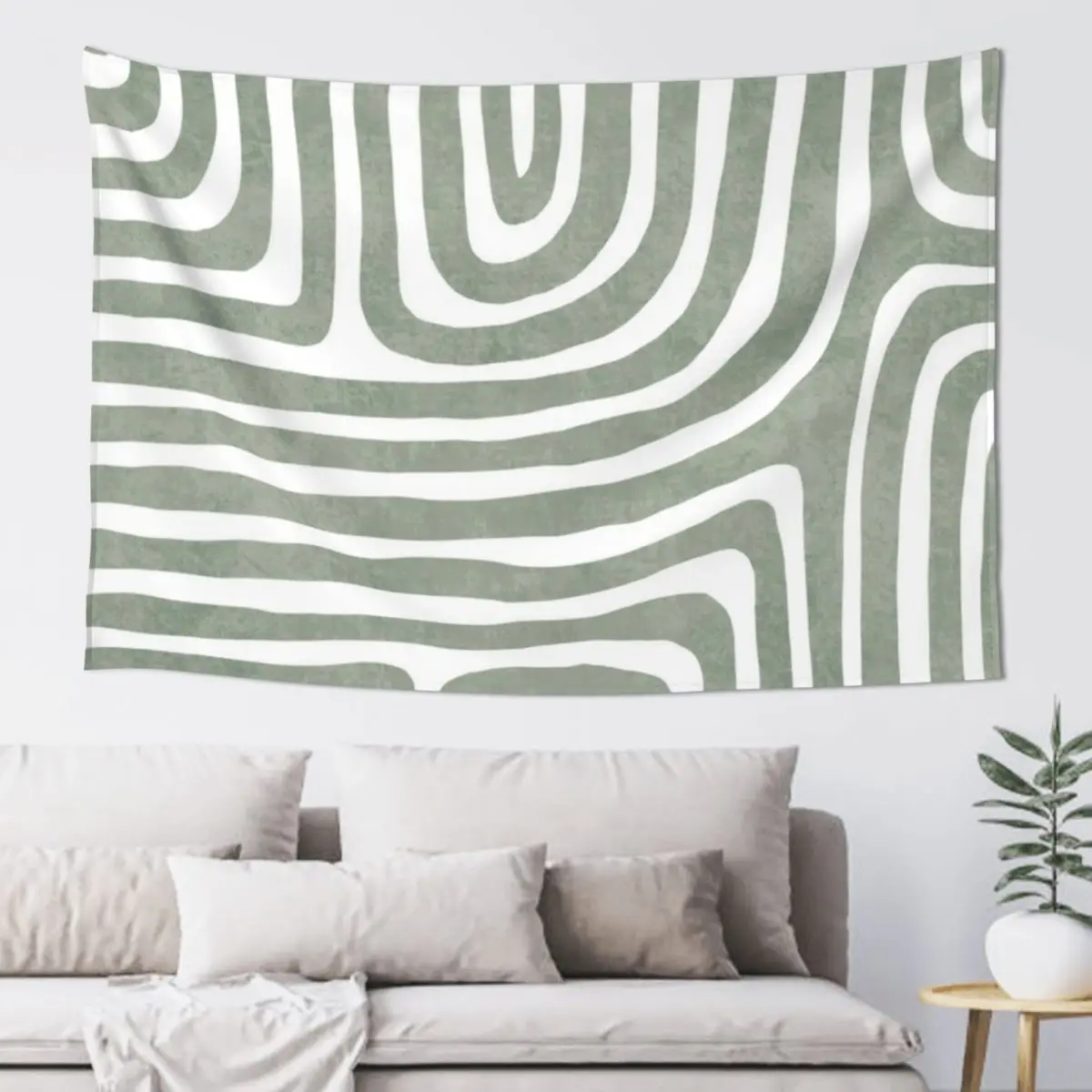 

Sage green line art Tapestry Aesthetic Room Decor Mushroom Korean Room Decor Tapestry