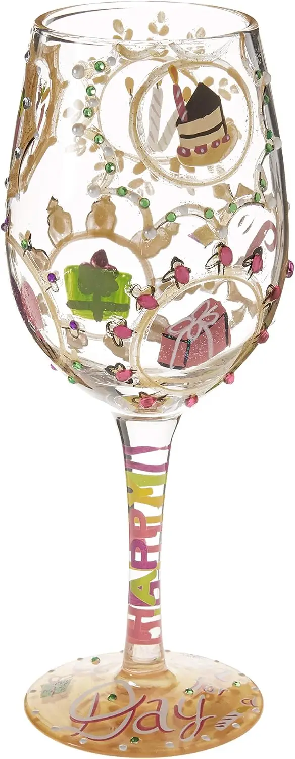 

Designs by “Queen For a Day” Hand-painted Artisan Wine Glass, 15 oz.