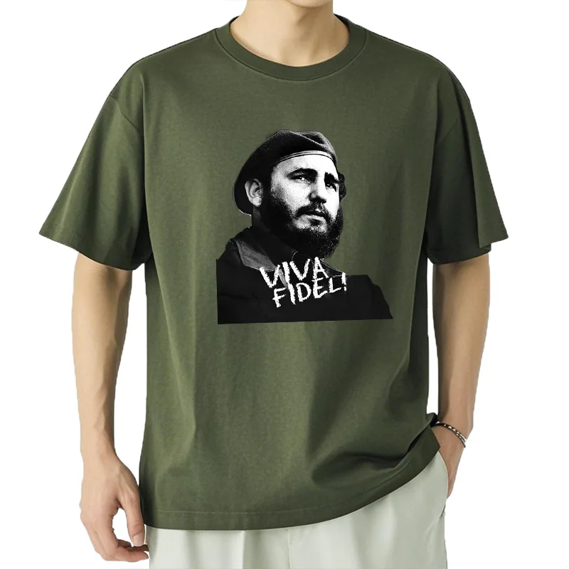 Cuba Fidel Castro Revolución Socialismo Comunismo Camisa Camisetas casuales de algodón 100% para hombre Camiseta holgada