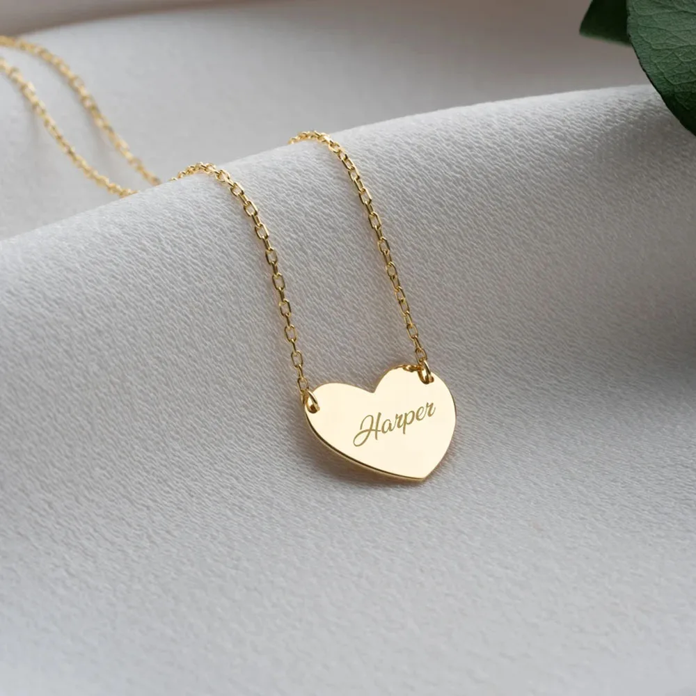 

COOLTIME Custom Name Love Heart Necklace Stainless Steel Personalized Engraved Name Pendant Necklace Jewelry Couple Gift