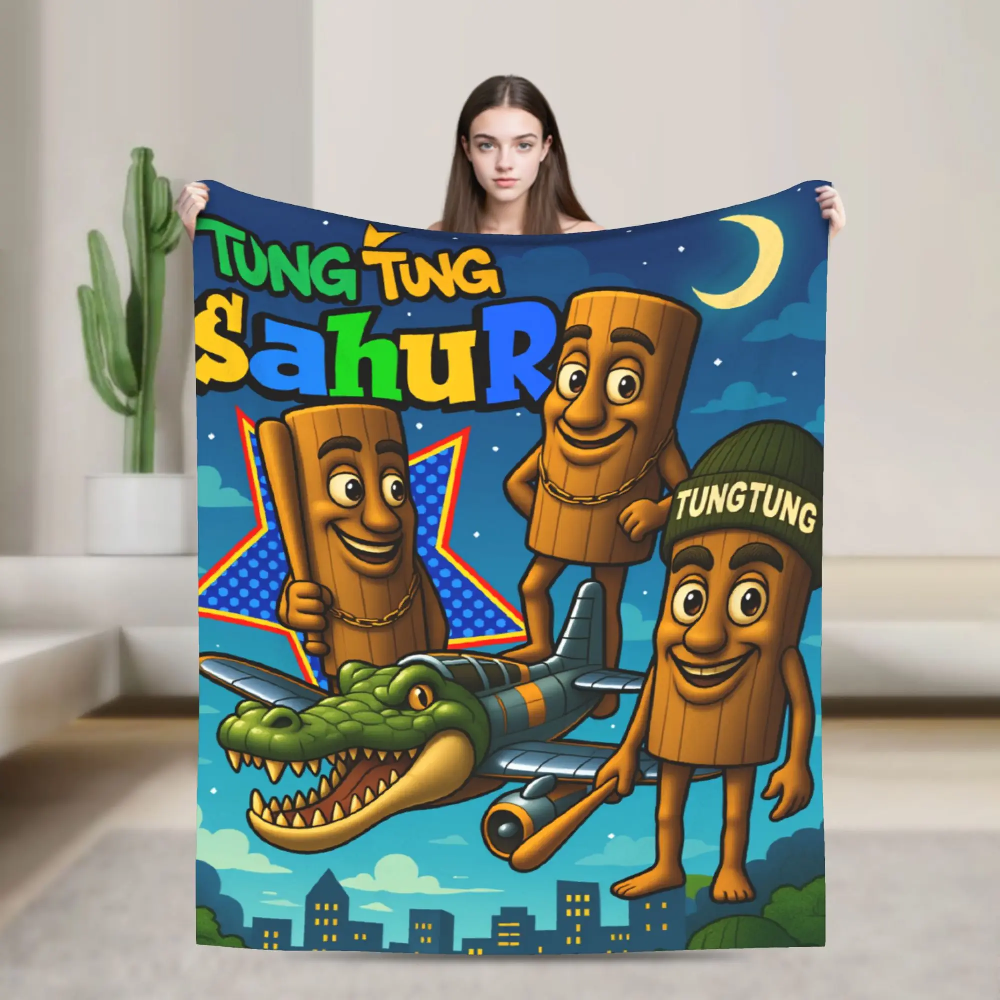 Italian Brainrot Meme Blankets  Warm Novelty Plush Throw Blanket For Boy Girl Home Decor Flannel Bedspread Bed Cover