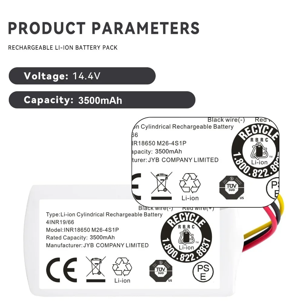 Zamienny akumulator 14.4V 3500mAh do robota sprzątającego iRobot Roomba Combo Essential Q011 Q0120 Q012020 Y0110 Y011020 Y0140 — zdjęcie produktu 3