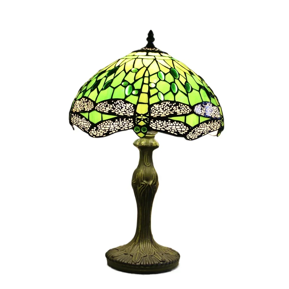 12 Inch 30cm Retro Manual Stained Glass Lampshade Tiffany Table Lamp