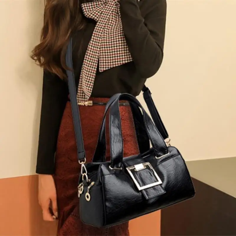 Women Leather Handbags Bags Vintage Soft Leather Female Crossbody Shoulder Bags Ladies High Capacity Top-Handle Bags Sac a Main