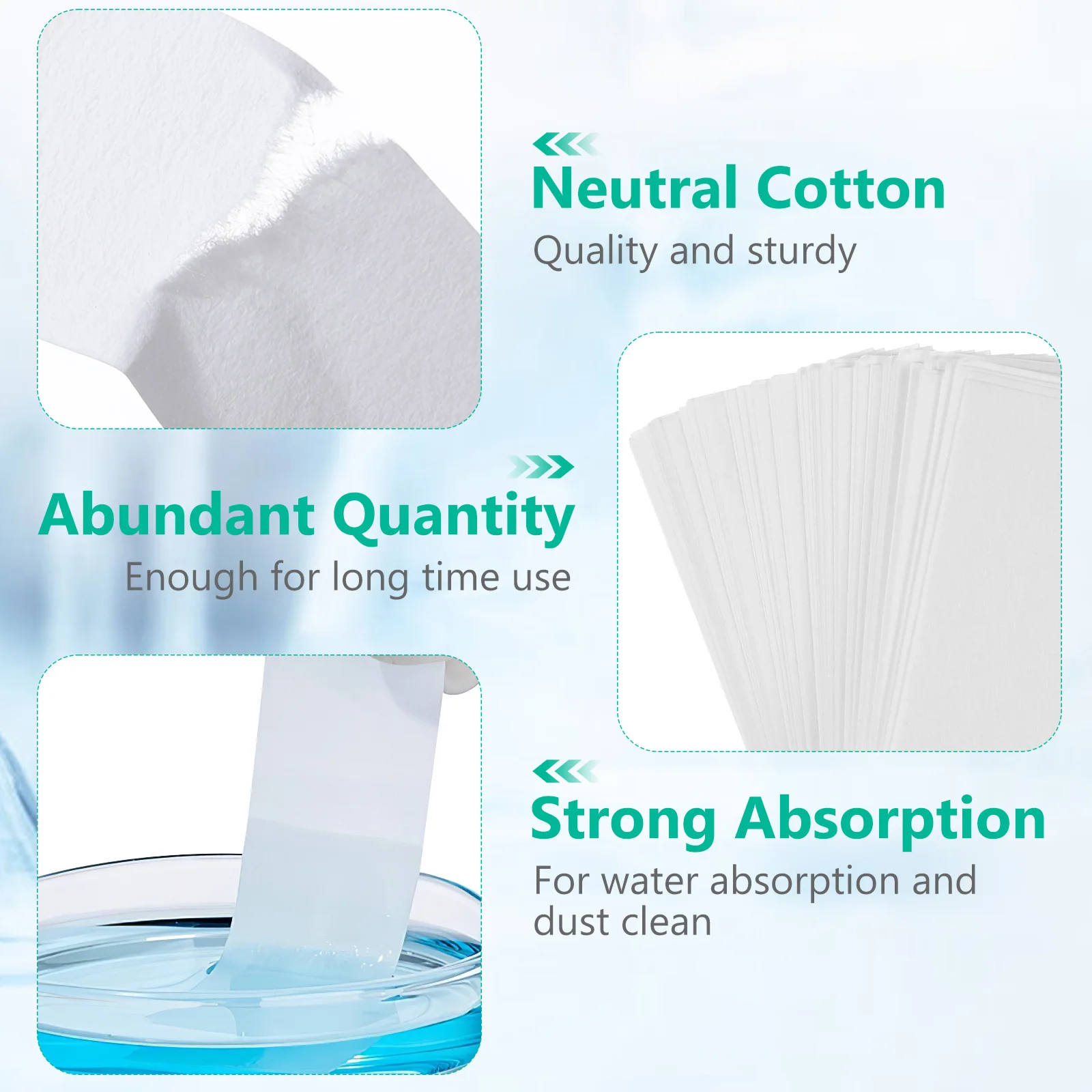 Hojas de papel absorbentes de 500 Uds., papel absorbente de agua de alta absorción para limpieza de laboratorio, eliminación de polvo, experimento científico