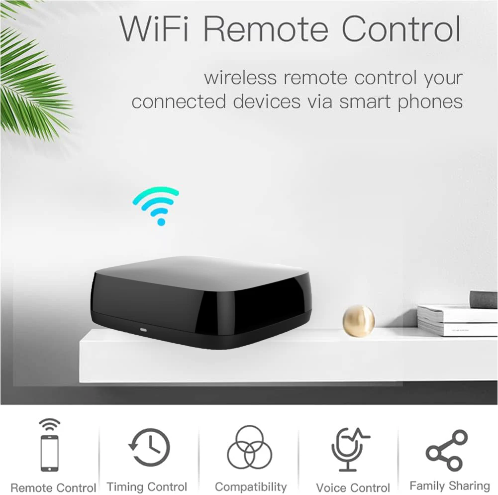 Controle remoto inteligente IR TUOWO, um para todos os controles AC TV DVD CD AUD SAT etc., compatível com Alexa e Google Assistant, sem hub