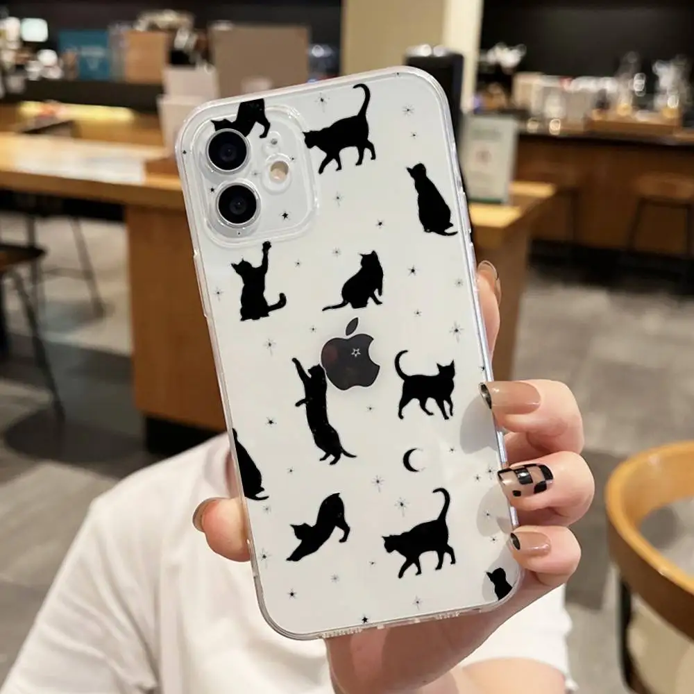 Kikis Delivery Service Cat جراب هاتف آيفون 15 11 13 14 Pro Max 7 8 Plus X Xr Xs Max 16pro 12 mini غطاء شفاف