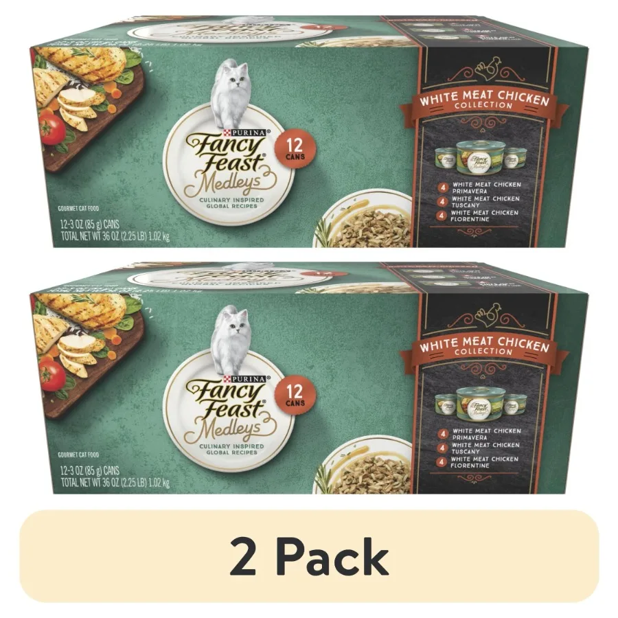 Pacote com 2 Latas de Ração Úmida para Gatos, Variedade Medleys de Frango com Carne Branca em Molho, 3 oz, Fórmula de Alta Umidade para Gatos, Ideal para Gatos Exigentes
