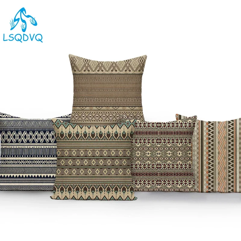 Bohemia Style Decorative Pillows Case Polyester Sofa Home Living Room Black Blue Geometric Pillow Cushion Cover Pillowcase