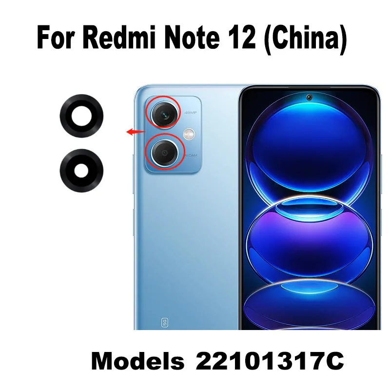 For Xiaomi Redmi Note 12 + Plus 12S 12T Turbo Pro 4G 5G  Rear Back Camera Lens Glass With Glue Adhesive Replacement