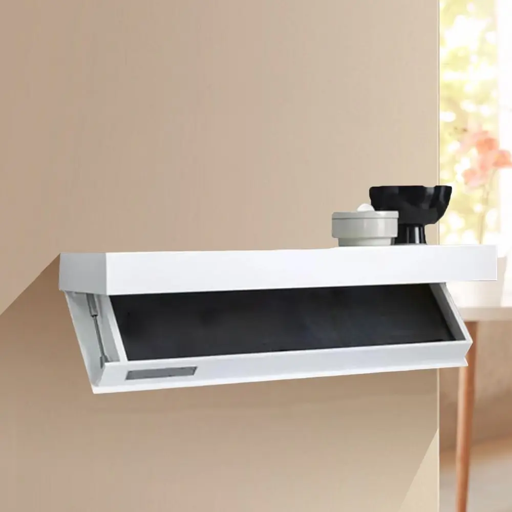 Solid Color Wooden Magic Flap Shelf Decorative Space Saving Concealed Floating Shelf Wall Mounted with Secret Compartment