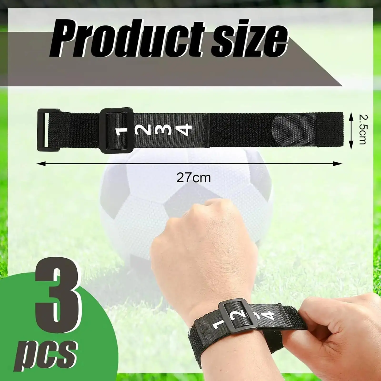 

4 Pieces Football Numbered Wristband Umpire Gears Equipment Soccer Training