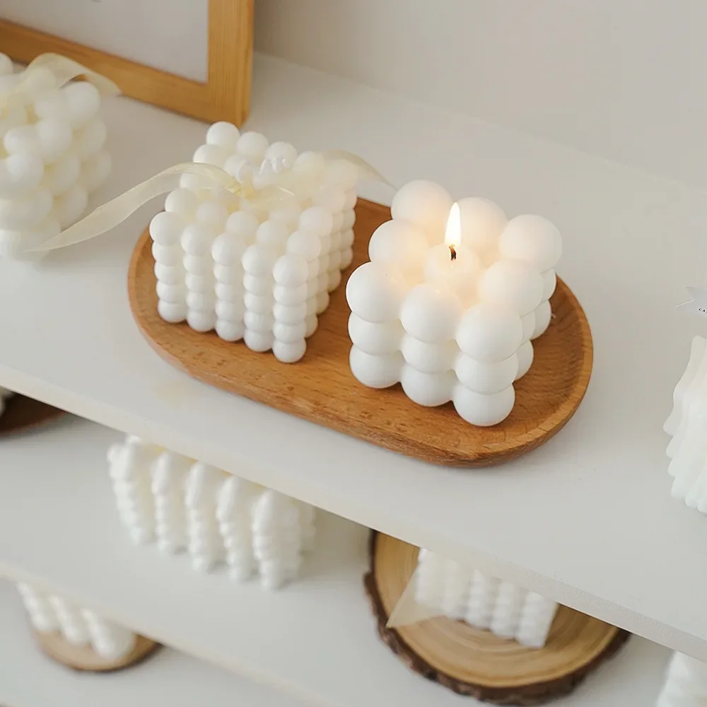 Rubik's Cube Scented Aromatic Candles Soy Wax Candles White English Pear & Freesia Aromatherapy Candle Wedding Home Decoration