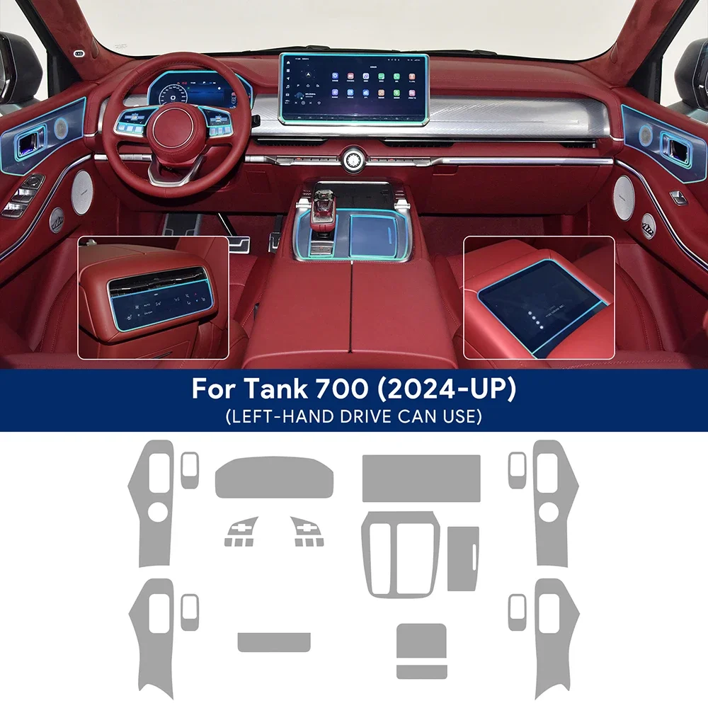 

For Tank 700 2024 2025 Great Wall WEY Car Interior Center Console Transparent TPU Protective Film Anti-scratch Repair Film Refit
