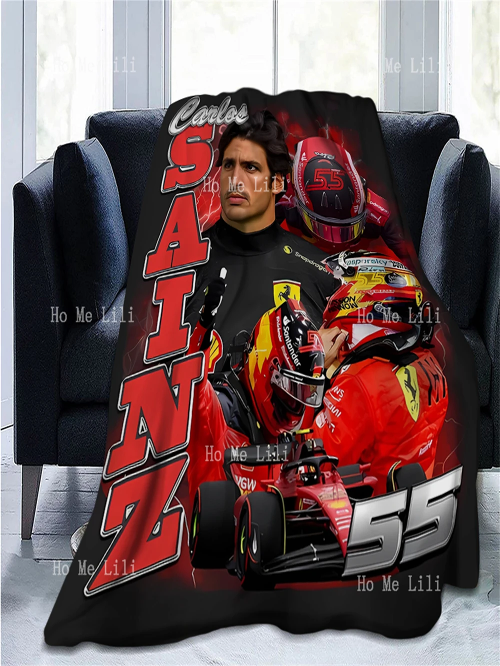 Carlos Sainz Jr 55 Formula One Racing Fuzzy Flannel Blanket Suitable For All Seasons