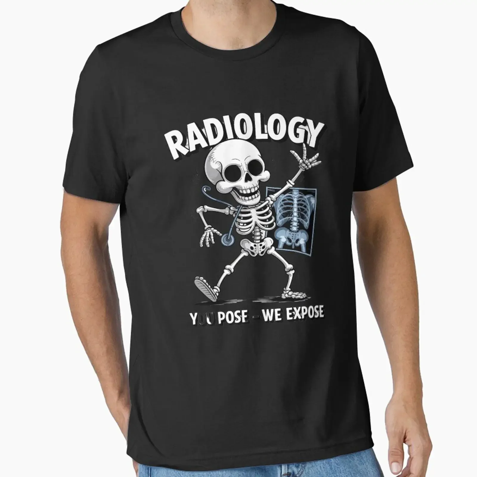Dabbing Skeleton Rad Tech X ray Radiology Essential T Shirt vintage Washed Versatile Slightly Unisex homme Breathable Stretched