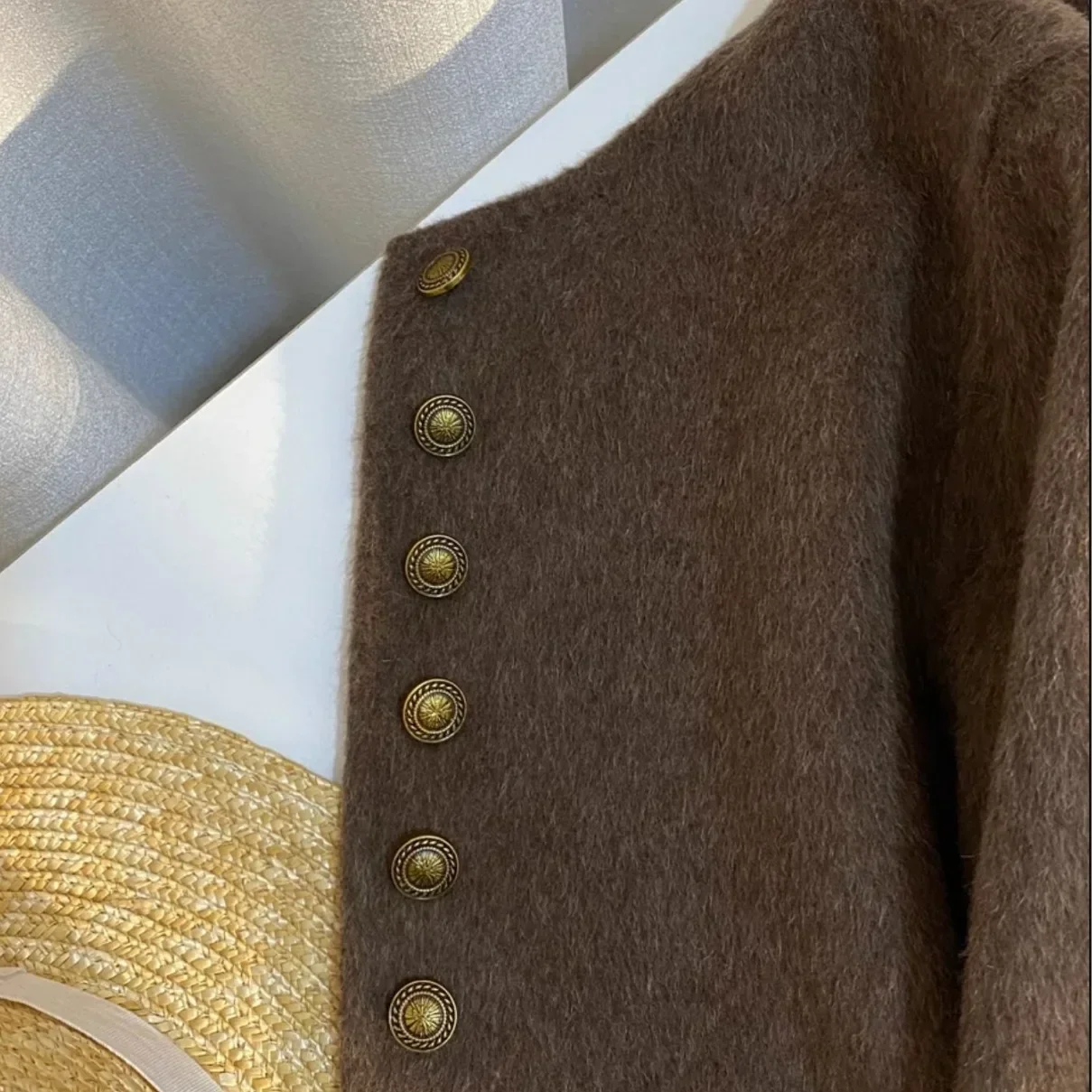 Primavera e autunno nuovo cappotto da donna a doppia faccia in cashmere marrone 2024 cappotto corto versatile alla moda alla moda da donna