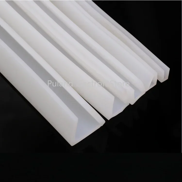 Borracha de silicone U-Shape Weatherstrip, tira macia, junta sólida, janela branca, porta do carro, chuveiro, borda de vidro sem moldura, 1 m, 3m