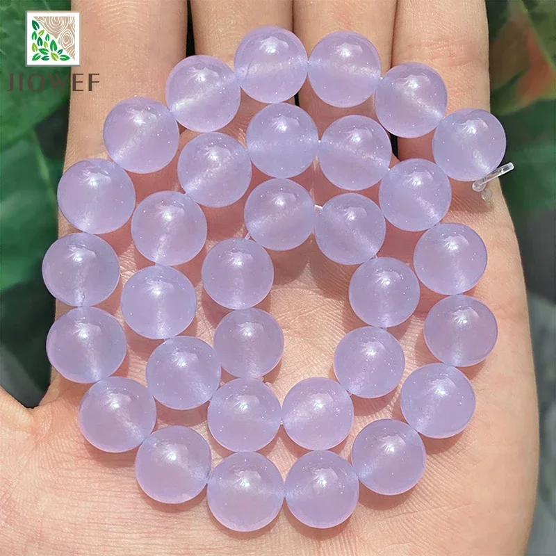 Natural Stone Light Purple Chalcedony Round Beads for Jewelry Making DIY Fashion Bracelet Necklace 15