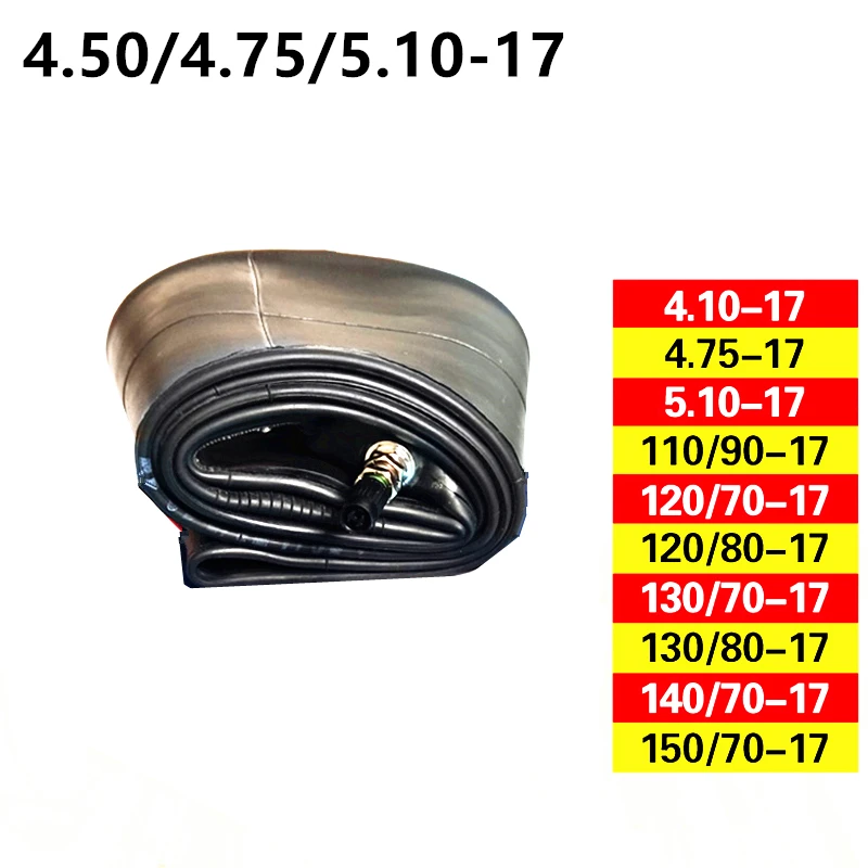 17inch Motorcycle inner tube 3.50/4.50/4.75/5.10/100/110/120/130/140/150/70/80/90-17 Butyl rubber inner tube
