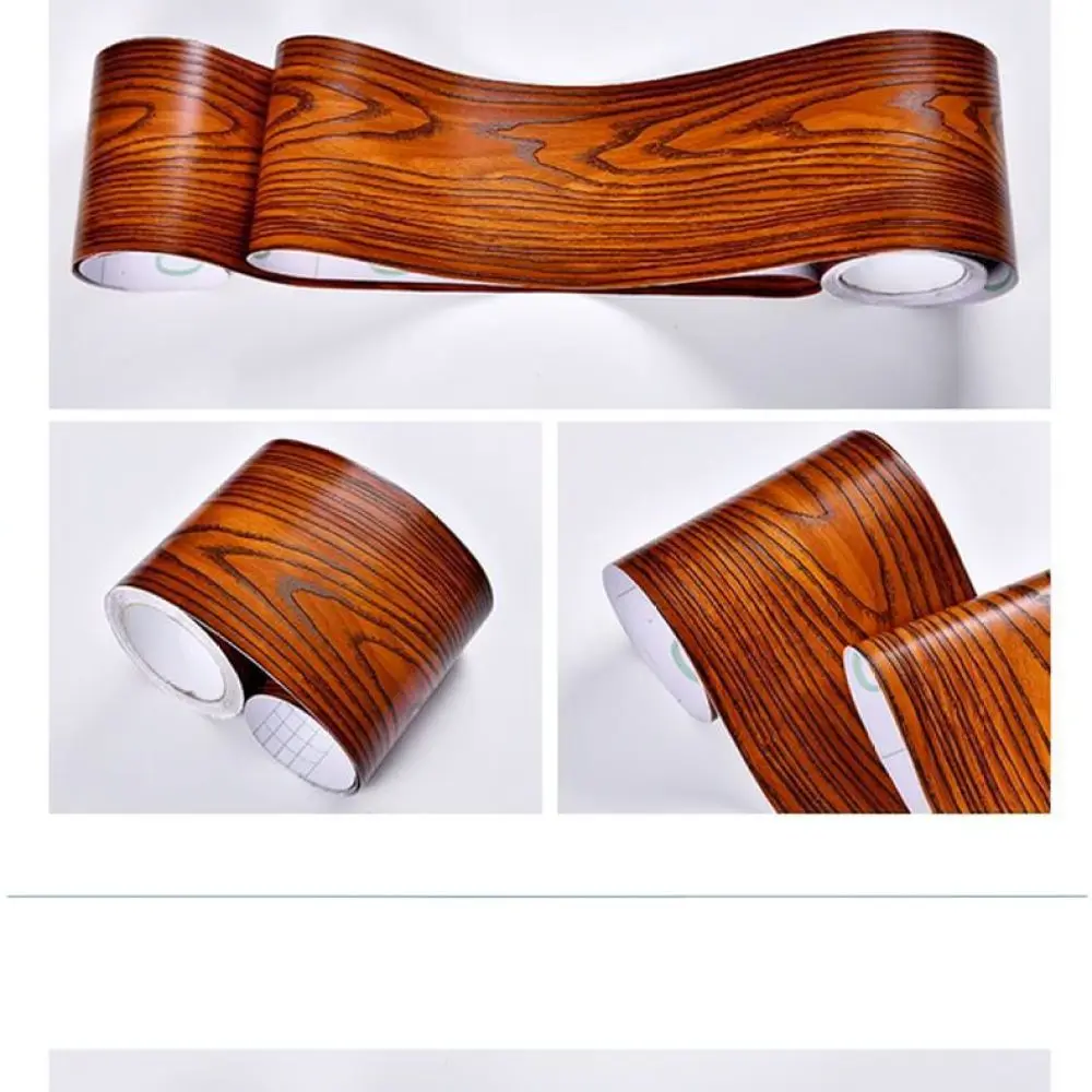 Decorative Wood Effect Wall Border Sticker Self Adhesive Skirting Trim Wallpaper Waterproof Furniture Finishing