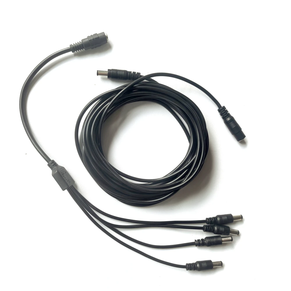DC Extension Cable with 1 to 4 Splitter 3/5/10/20/30 Meters 5.5*2.1mm Connector for Power LEDs CCTV Camera Power Extension Wires