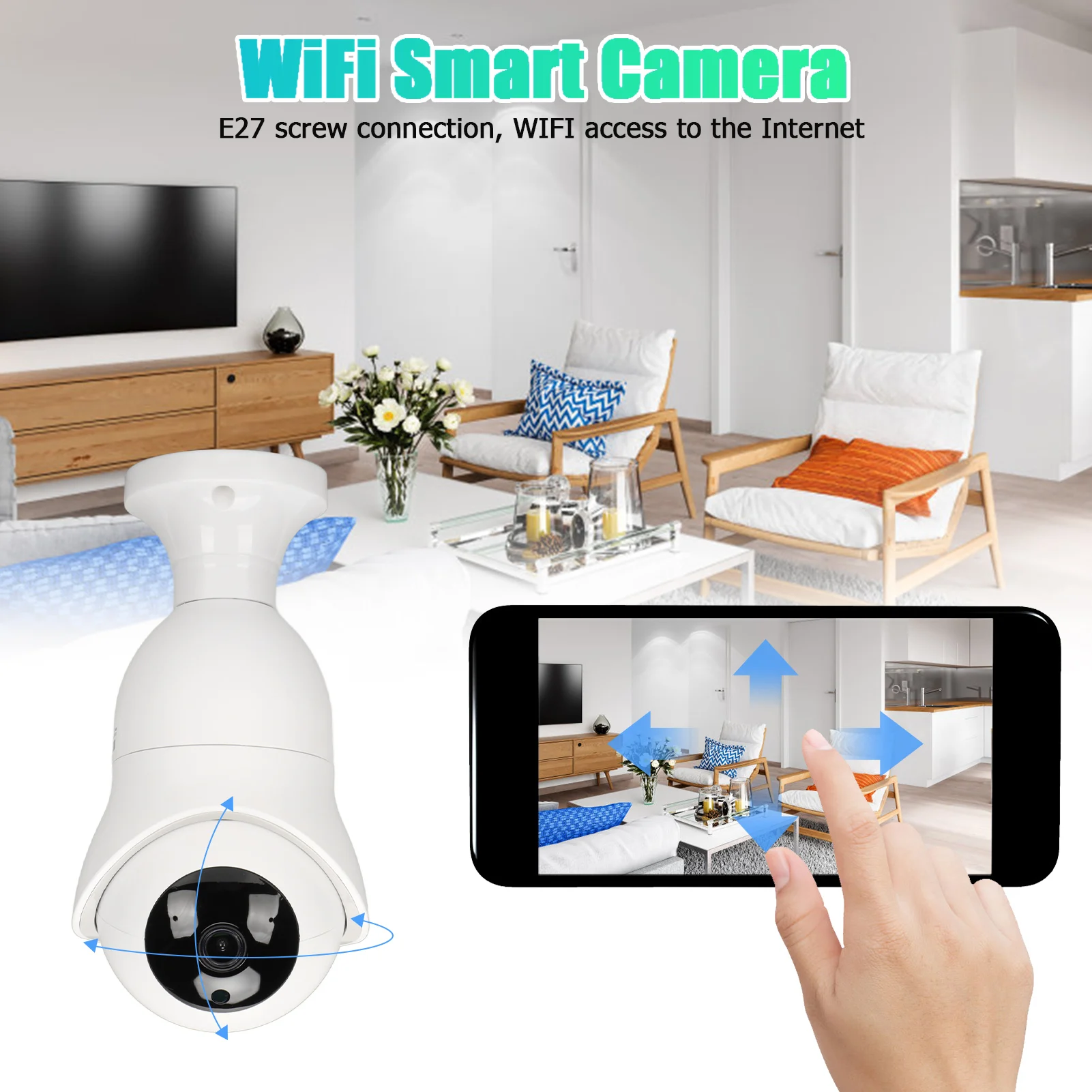 zk30 1MP WiFi Smart Camera 360 ° Wireless 2 Way Talk Night Vision E27 Lamp Holder Camera for Home