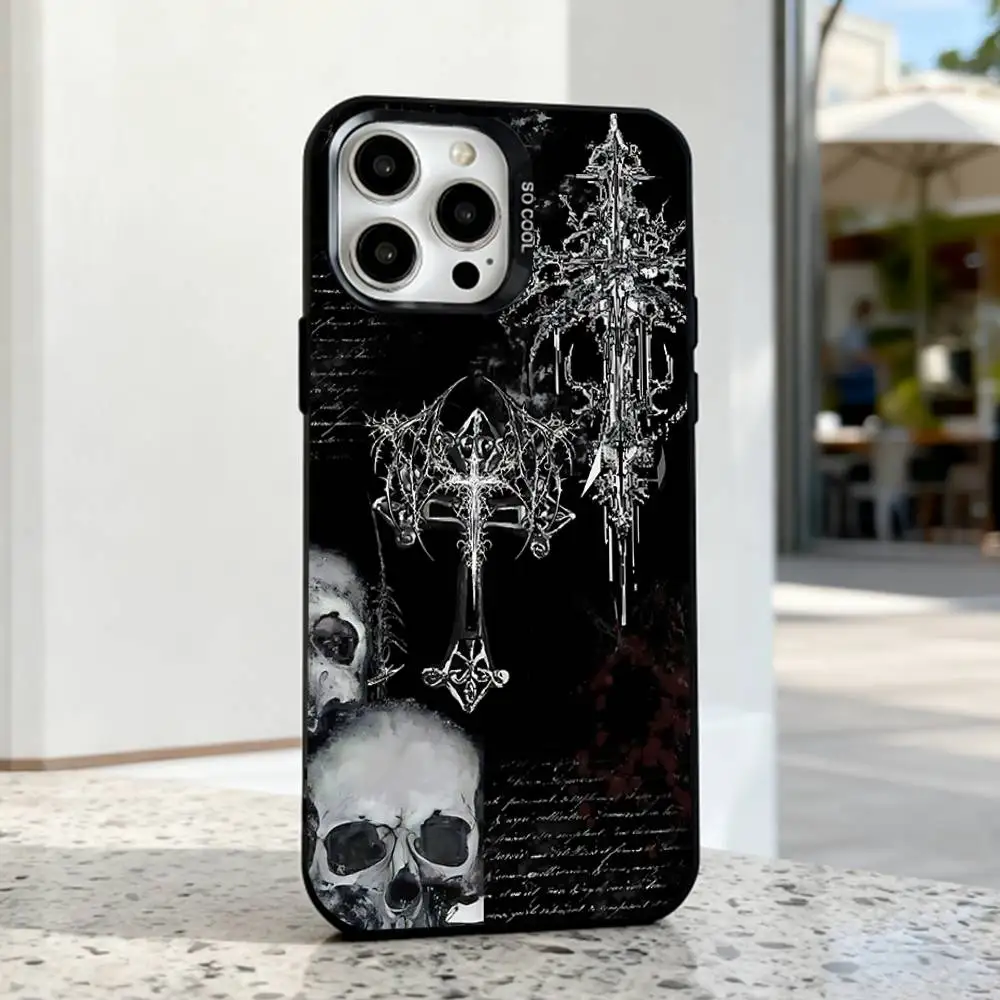 Gothic Coquette Cyber Sigilism Cross Black Phone Case Compatible with iPhone 17 16 15 14 13 12 11, Pro, Max, Plus, E, Air, Mini
