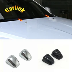 For Jeep Grand Cherokee Dodge Journey Compass Liberty 2014-2017 ABS Chrome Carbon Fiber Wiper Water Spray Nozzle Cover Trim 2pcs