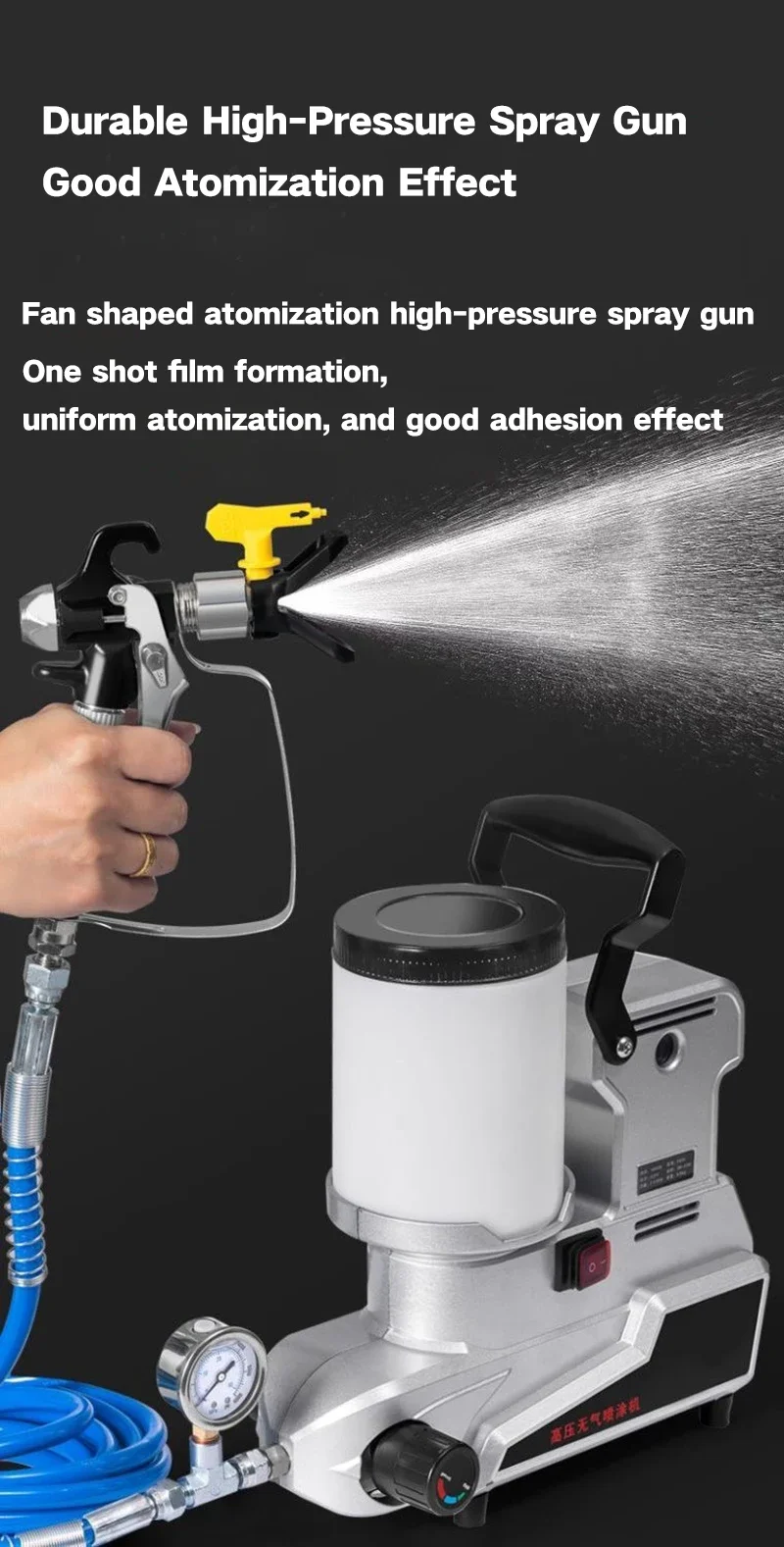 1600W Airless Paint Sprayer Machine 2L small Portable Electric Spray Gun High Power Home Painting With Pressure Gauge