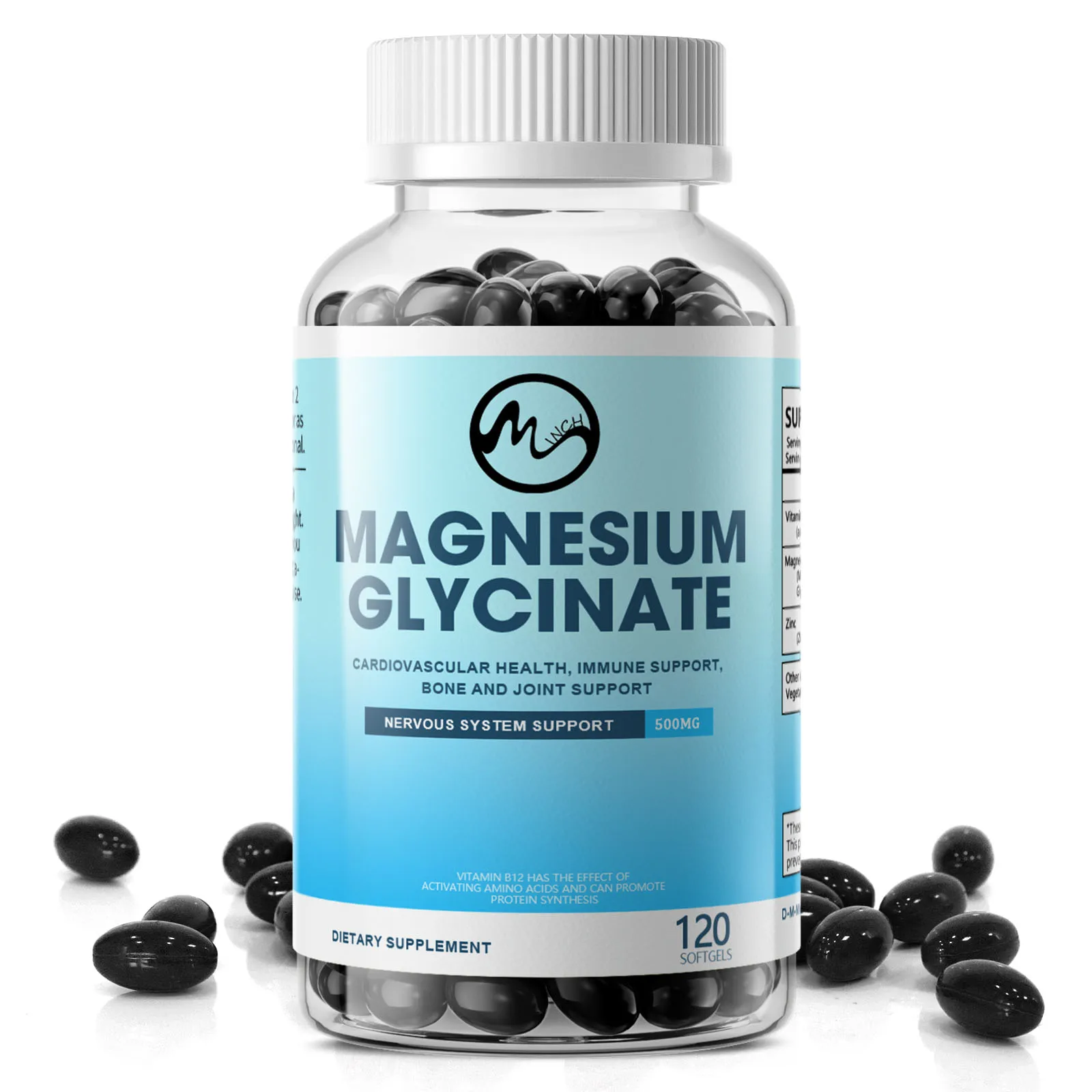 

Minch 500mg Magnesium Glycinate Capsules Support Bone Health Immune System Support Heart Health Mineral Supplement Help Sleep