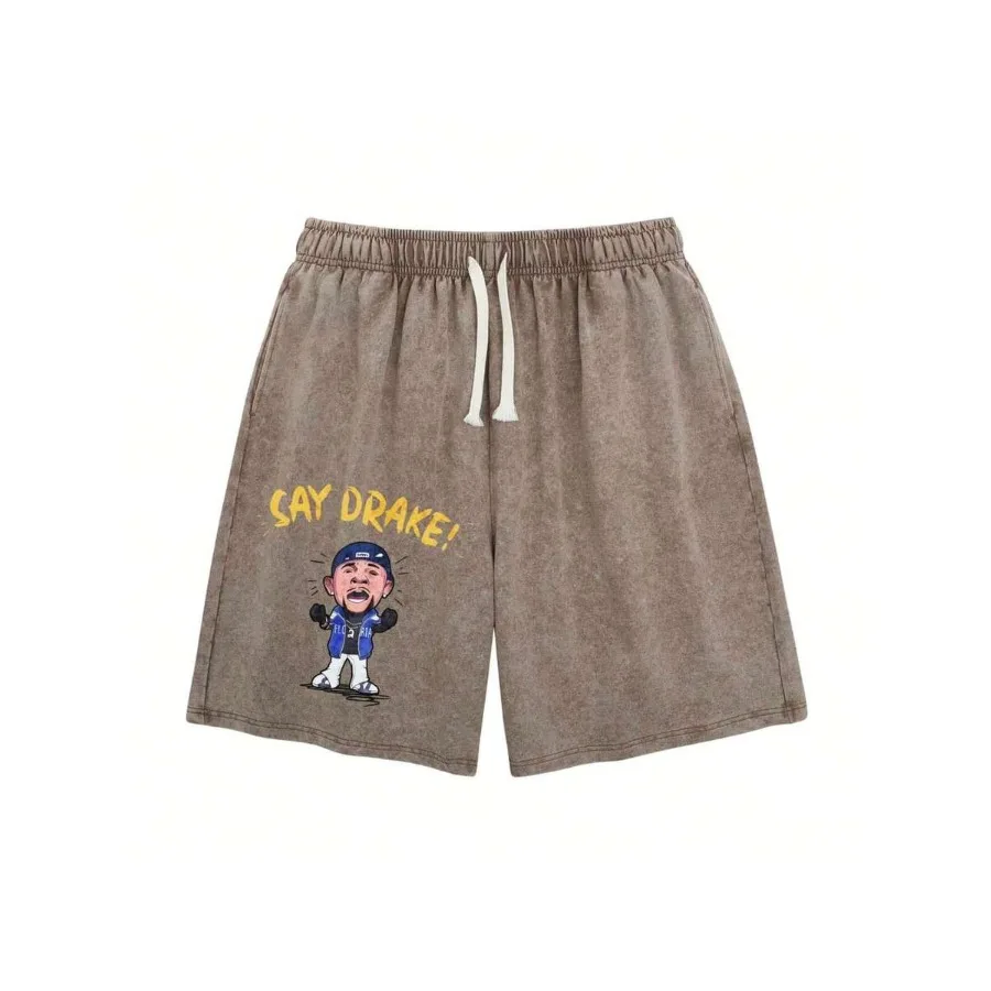 

Men's Casual Athletic Shorts Black Say Drake! Cartoon Character Print For Everyday Wear And Street Style