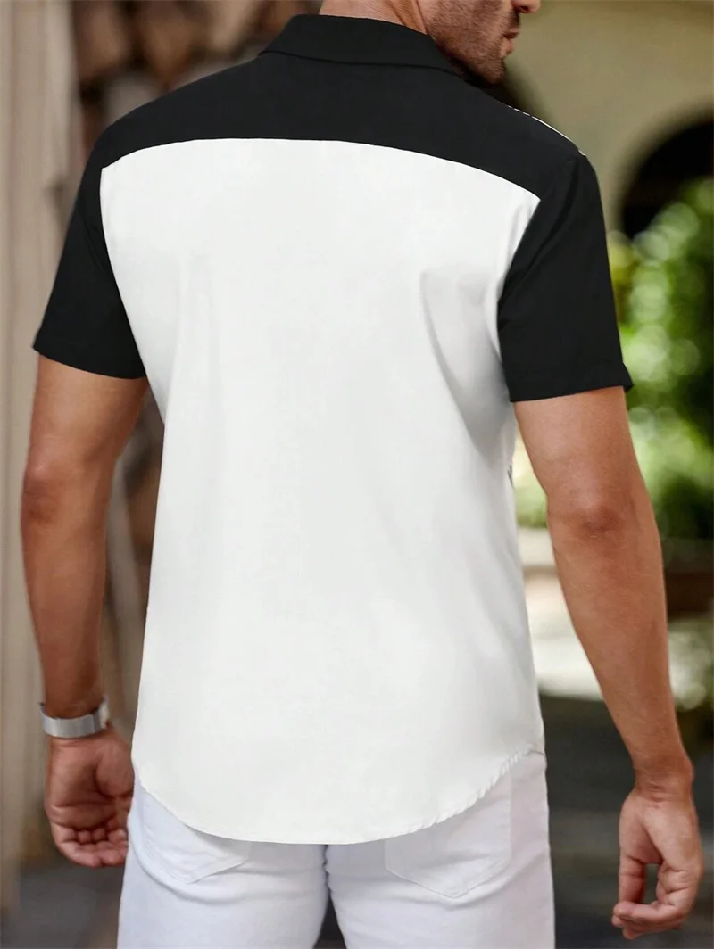 เสื้อเชิ้ตเสื้อเชิ้ตผู้ชายคอปกแขนสั้นสำหรับผู้ชาย, เสื้อยืดลายฮาวาย2024สีพื้นมีกระดุม K XS-5XL ขนาดใหญ่พิเศษ